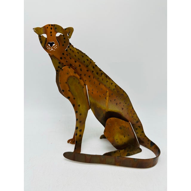 1980s Sculptural Metal Cheetah For Sale - Image 5 of 6