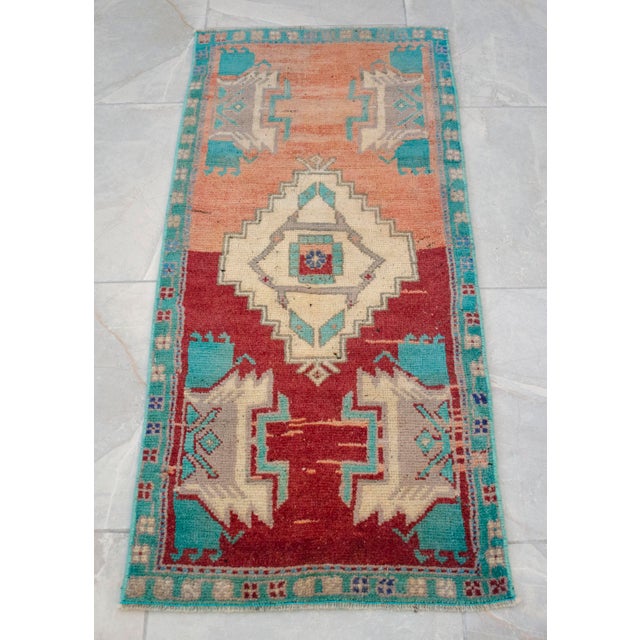 Turkish 1970s Vintage Hand Knotted Small Rug For Sale - Image 3 of 8