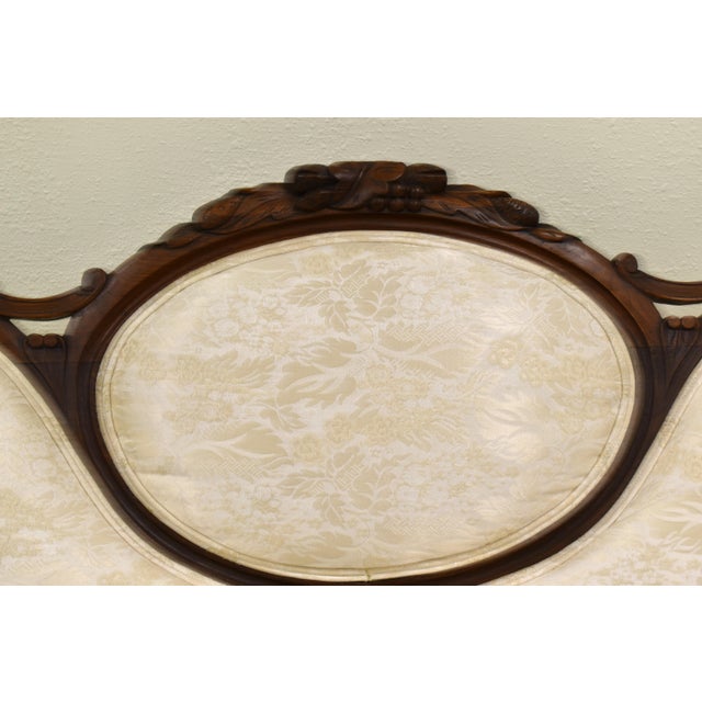 Antique White Antique Victorian Damask Settee For Sale - Image 8 of 13