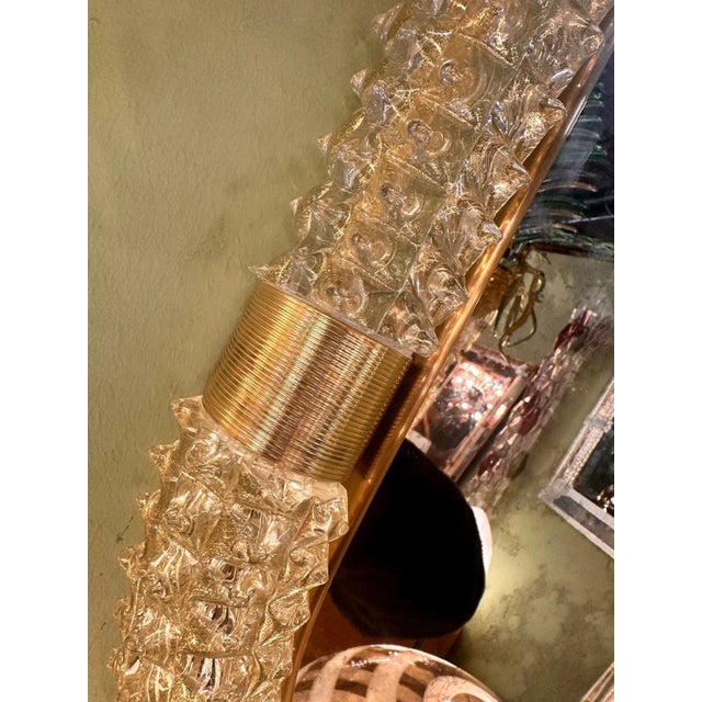 Brass Luxury "Rostrato" Murano Glass Wall Mirror in Barovier Style For Sale - Image 8 of 8
