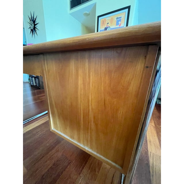 Student Desk: Founders. Original, well-loved condition. Two drawers have Contac paper in them.