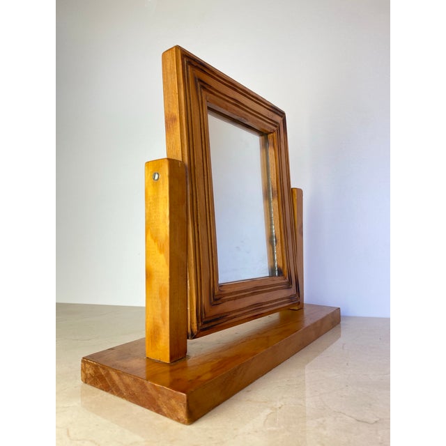Mid 20th Century Vintage Handmade Carved Pine Tabletop Picture Frame on Stand, Rustic Folk Art Photo Display For Sale - Image 5 of 11