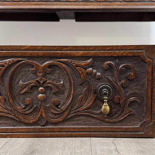 Antique 19th Century English Oak Dresser with Carved Decoration For Sale - Image 6 of 12