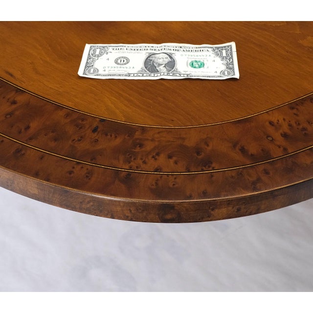 Brown Single Pedestal One Leaf Oval Banded Dining Table 8 Regency Chairs Set - Set of 9 For Sale - Image 8 of 12