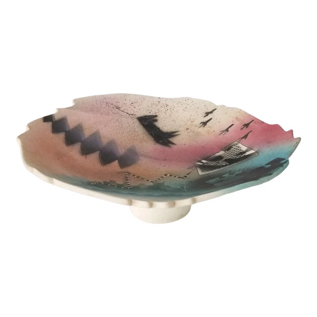 1990 Vintage J Koons Geometric Art Pedestal Bowl/Sold For Sale