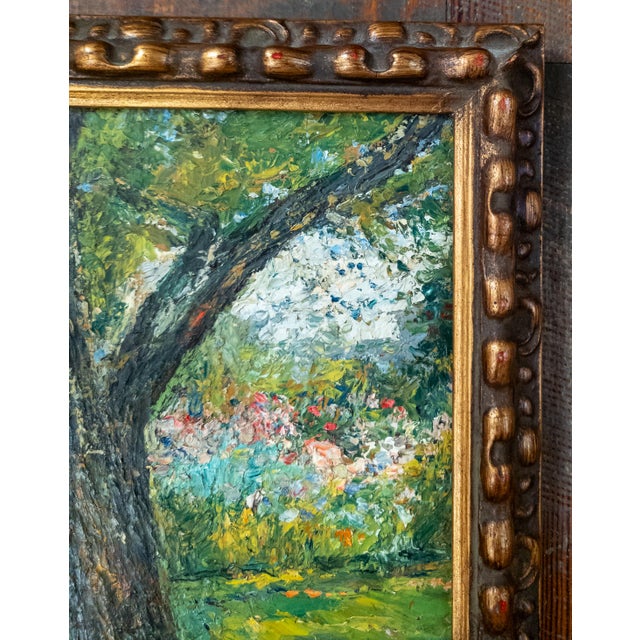 Early 20th Century Impressionist Oil Painting of Flower Garden, Unsigned For Sale - Image 4 of 9
