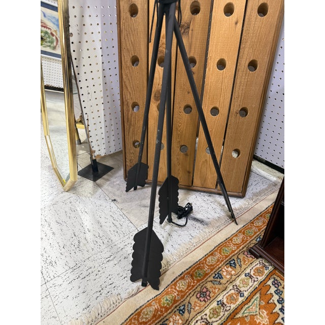 Mid-Century Modern Vintage Wrought Iron Arrow Floor Lamp 53in For Sale - Image 3 of 5