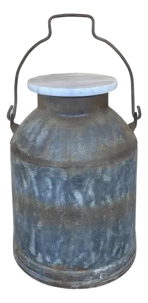 Rusty Milk Pail Drink Table With Marble Top