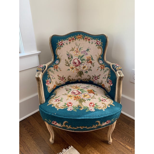 Late 19th Century Vintage Needlepoint Bergere Chairs A Pair Chairish