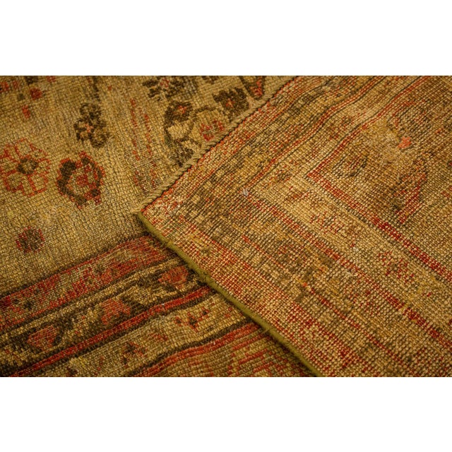 1890s Beige Field Large-Scale Geometric Knotted Wool Antique Oushak Turkish Rug For Sale In New York - Image 6 of 8
