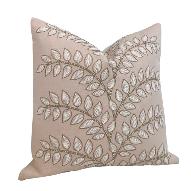 Traditional Frondescence Woven Pillow Cover in Blush Pink, 16x16 Pillow For Sale - Image 3 of 5