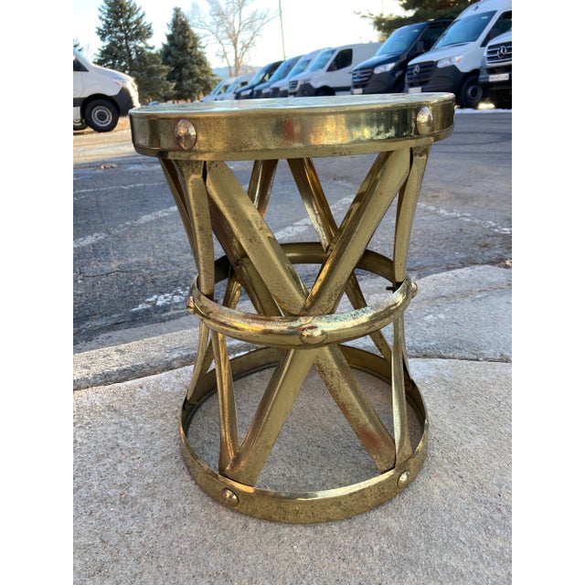 Brass Hand Hammered Brass X-Stool From Sarreid Ltd. For Sale - Image 8 of 13