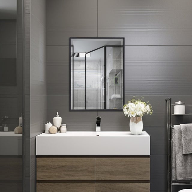 Matte Black Rectangle Metal Mirror For Sale - Image 11 of 11
