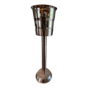 Vintage 1970s Spring Switzerland Inox 18/8 Stainless Steel Champagne Bucket & Pedestal Stand, 28”