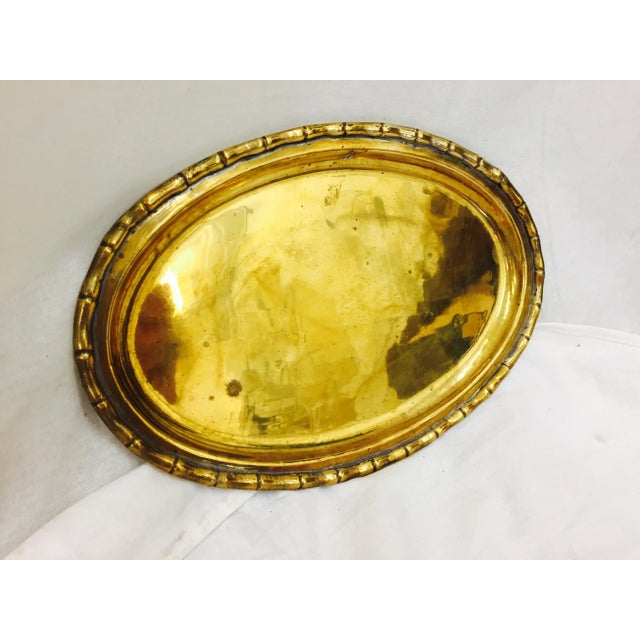 Mid 20th Century Vintage Brass Faux Bamboo Tray For Sale - Image 5 of 7