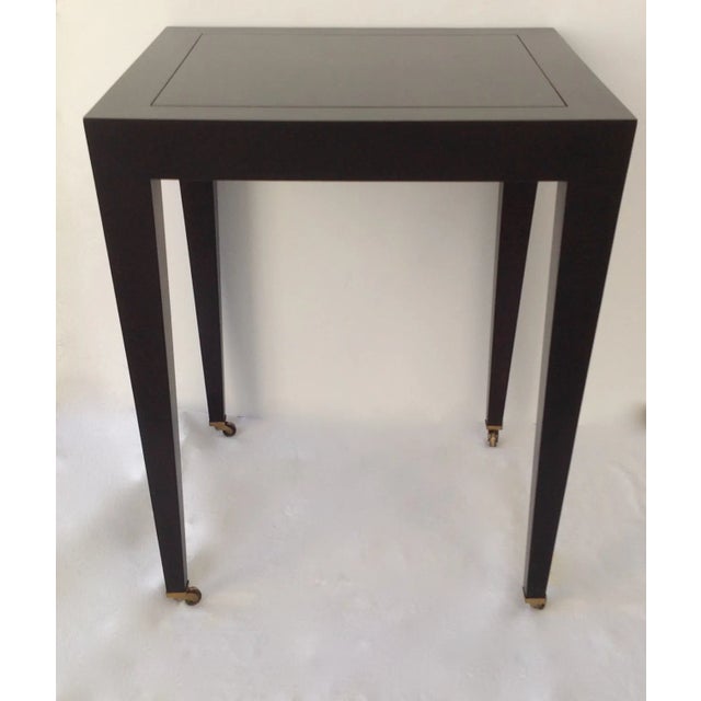 Modern C.1993 Donghia "Madrid" Square Side/End Table With Brass Sabots Castors For Sale - Image 3 of 11