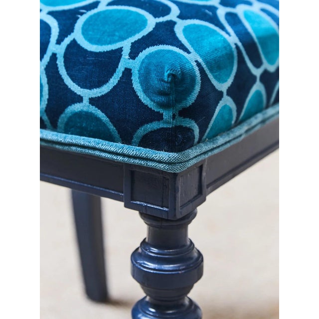 French Mid 20th Century French Imperial Chair With Teal Dining Chairs For Sale - Image 3 of 6