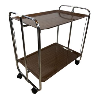 Space Saving Mid-Century French Folding Bar Cart La Maison Dinett, Paris, France For Sale