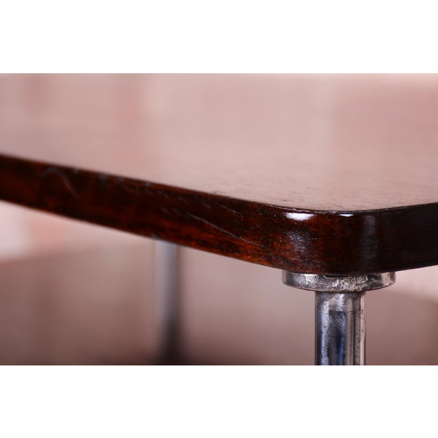 Bauhaus Czech Side Table in Walnut and Chrome from Mücke Melder, 1930s For Sale - Image 4 of 10