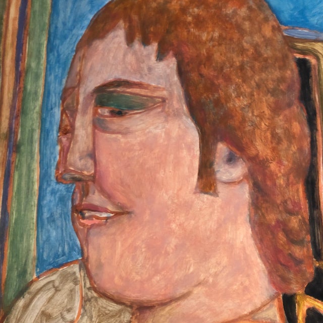 Abstract Original E.J.Hartmann Abstract Modernist Portrait Painting 1970’s For Sale - Image 3 of 5