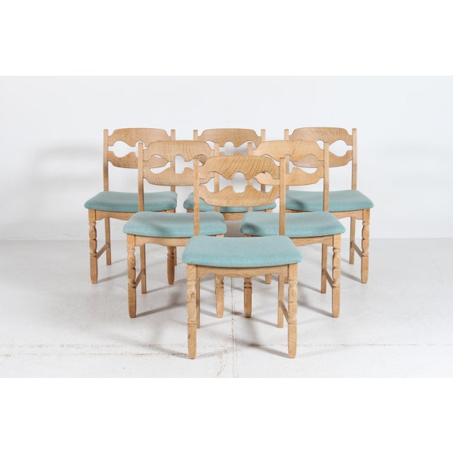 Vintage Danish Razor Blade Chairs in Oak by Henning Kjærnulf, 1970s, Set of 6 For Sale - Image 6 of 12