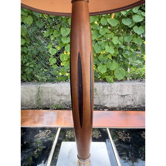 Mid 20th Century Danish Style Mid Century Walnut and Brass Table Lamp For Sale - Image 5 of 13