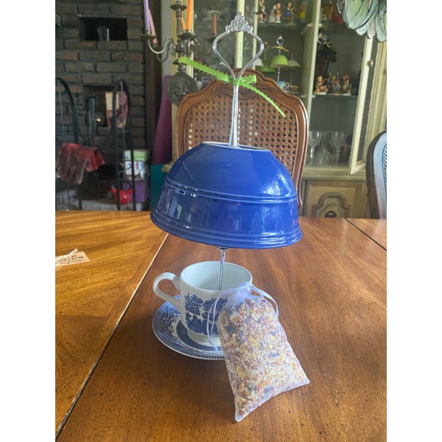 Churchill Churchill Blue Willow Teacup Bird Feeder For Sale - Image 4 of 12