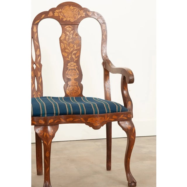Dutch 18th Century Three-Seat Marquetry Inlay Settee For Sale - Image 11 of 13