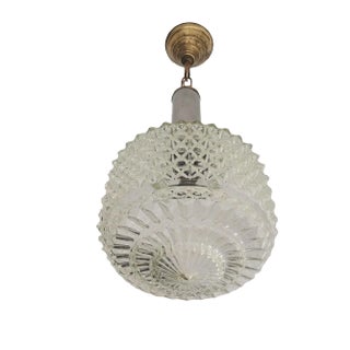 Mid-Century Portuguese Bubble Glass Hanging Lamp, 1960s For Sale