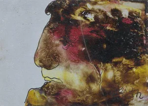 Mario Silva, Face, Mixed Media on Paper, 1970s