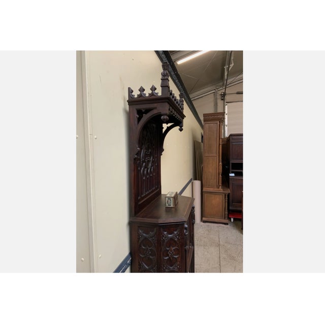 Brown Antique Neo-Gothic Pillar Cabinet, 1880s For Sale - Image 8 of 14