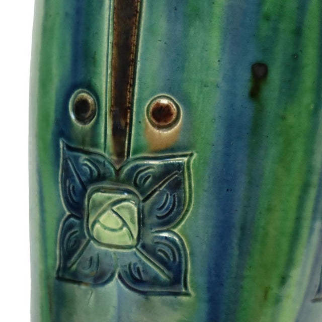 Antique Art Nouveau Flemish Blue Earthenware Vases, 1890s, Set of 2 For Sale - Image 18 of 18