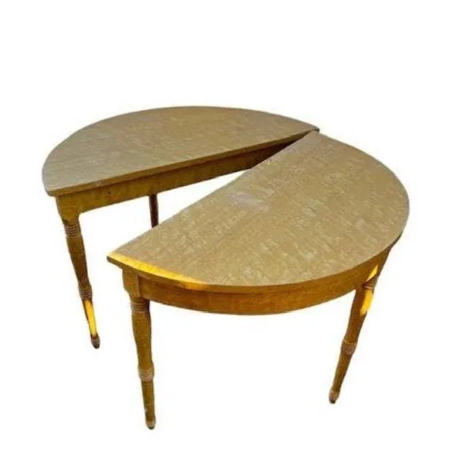 Early 1900s Pair Demilune Grain Painted Tables For Sale In Aspen - Image 6 of 6