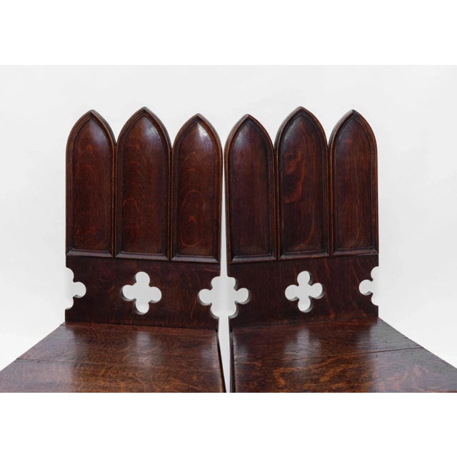 English Regency Gothic Revival Oak Hall Chairs, 1830s, Set of 2 For Sale - Image 9 of 18
