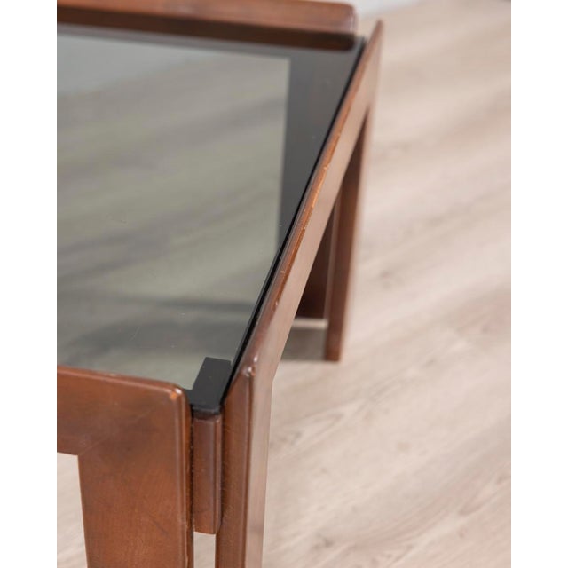 Brown Vintage Italian Wood and Glass Coffee Table, 1970s For Sale - Image 8 of 9