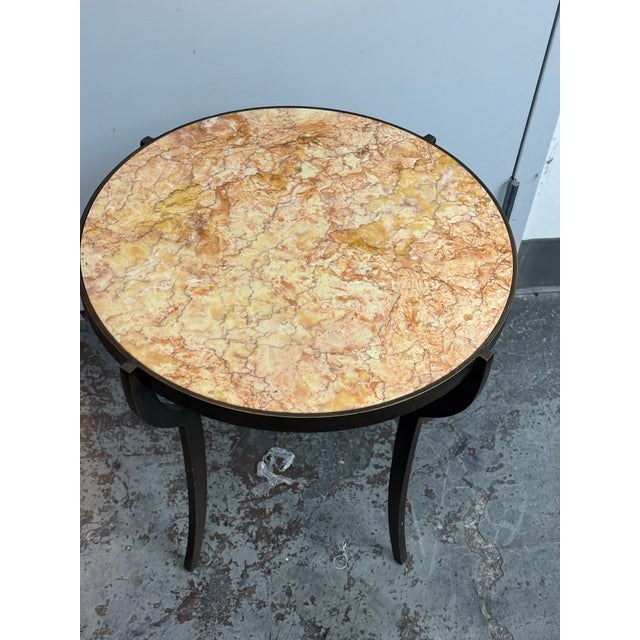 Metal Bespoke Marble Top + Metal Side Table For Sale - Image 7 of 12