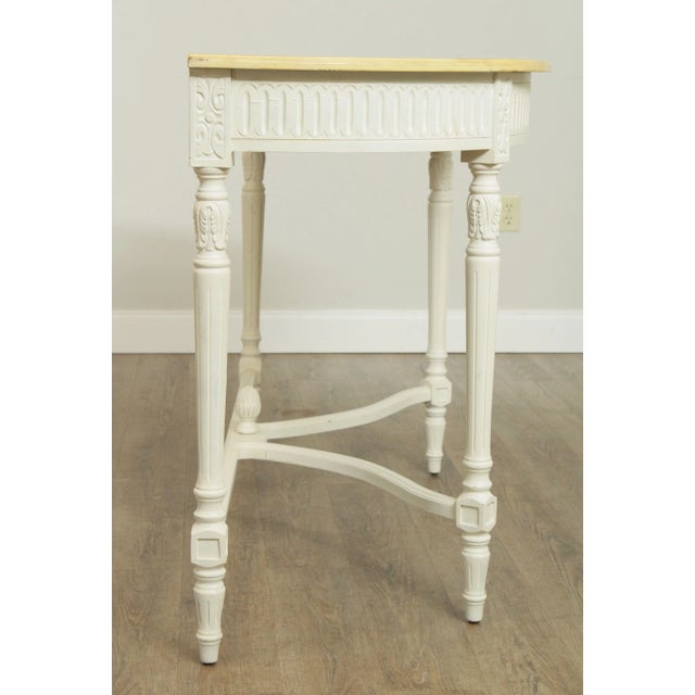 French Louis XVI Style Painted Demilune Console Table For Sale In Philadelphia - Image 6 of 13