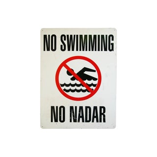 Vintage No Swimming Sign For Sale
