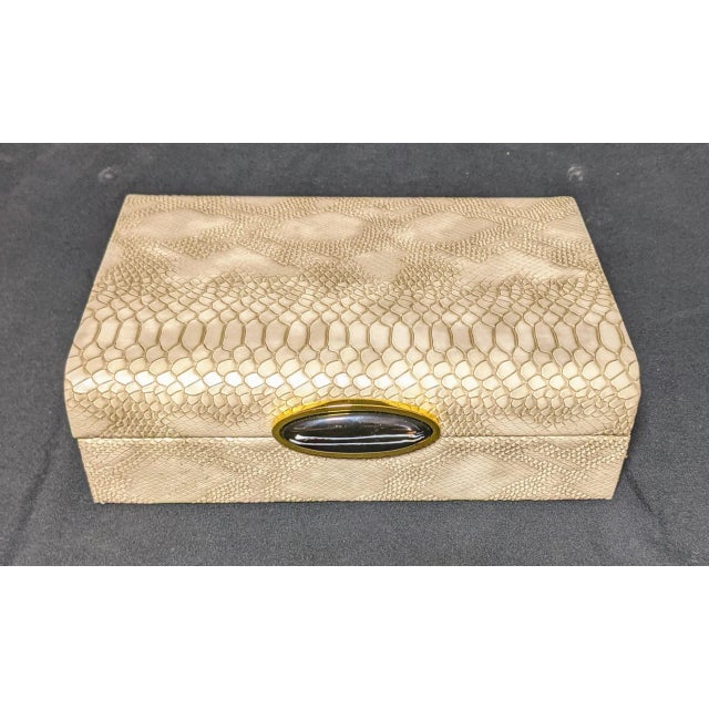 Early 21st Century Regency Faux Python Leather and Jeweled Decorative Box For Sale - Image 5 of 11