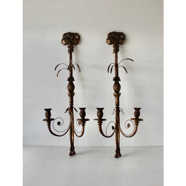 Monumental French Regency Style Gilded Wall Candle Sconces-a Pair For Sale - Image 18 of 18