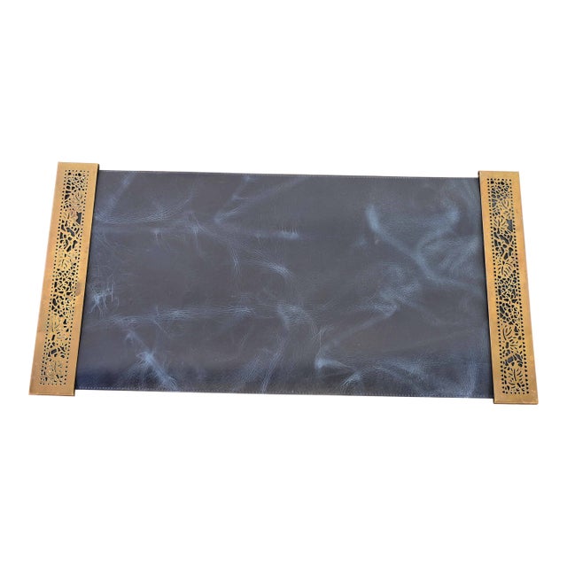 Tiffany Studios New York Grapevine Bronze Doré Blotter Ends With Leather Desk Blotter For Sale