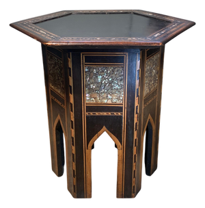 19th Century Moroccan Hexagonal Pedestal Table, 1890s