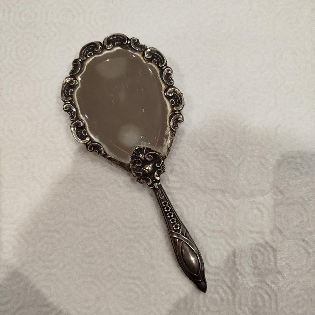 Silver Hand Mirror, 1930s For Sale - Image 4 of 10