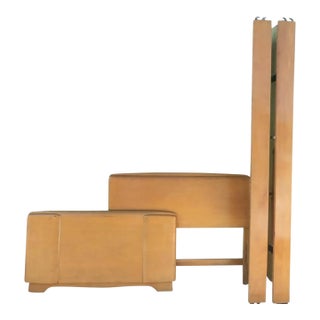 Vintage Midcentury Modern Heywood Wakefield Twin Size Maple Wood Headboard Footboard Bed Frame For Sale