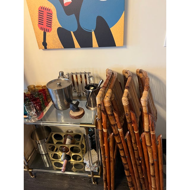 Campaign Set of Four Vintage Bamboo Folding Lounge Chairs, Safari Style (Set of 4) For Sale - Image 3 of 4