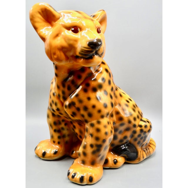 Mid Century Italian Glazed Leopard Cub Figurine For Sale - Image 9 of 12