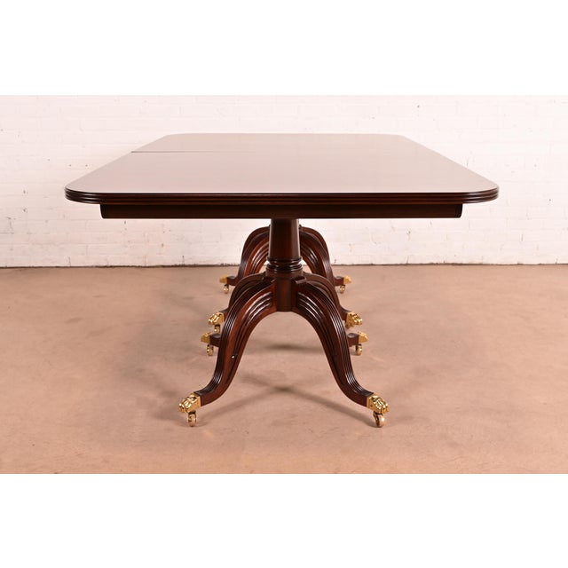 Ralph Lauren Regency Carved Mahogany "Duke" Extension Dining Table, Newly Refinished For Sale - Image 10 of 11