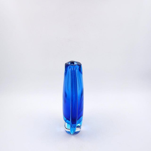 Oval Glass Vase from Murano Glass Sommerso For Sale - Image 5 of 13