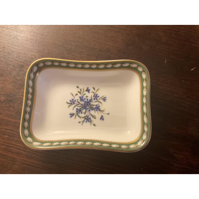Marie Antoinette pattern Ancienne Manufacture Royals Limoges cendrier (ashtray) Beautiful greens, blue and gold details....