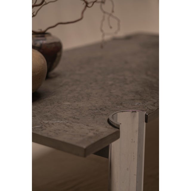 Brutalist Coffee Table with Fossil Stone Top, 1970s For Sale - Image 18 of 18
